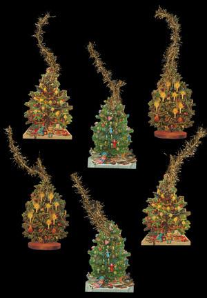 Kerstboom hangers Versierde kerstbomen poezieplaatjes 6-309, Verzenden