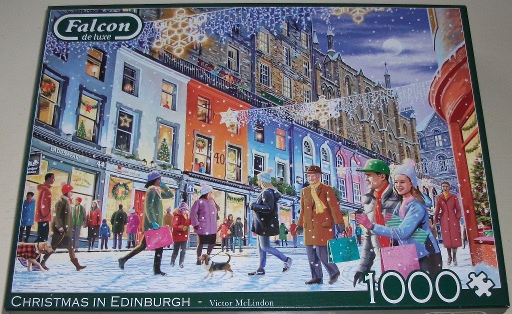 Puzzel *** CHRISTMAS IN EDINBURGH *** 1000 stukjes Falcon, Ophalen of Verzenden, 500 t/m 1500 stukjes, Zo goed als nieuw, Legpuzzel