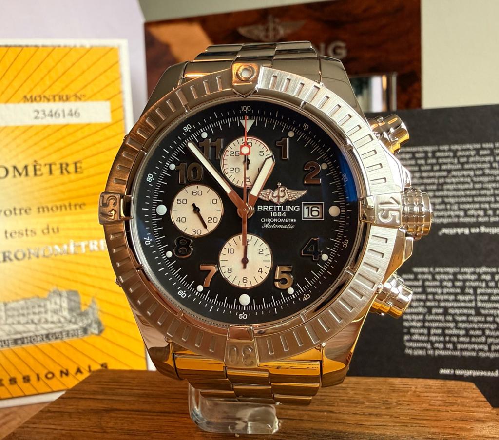 Breitling Aeromarine Super Avenger - Full Set - Nieuwstaat, Sieraden, Tassen en Uiterlijk, Horloges | Heren, Staal, Breitling