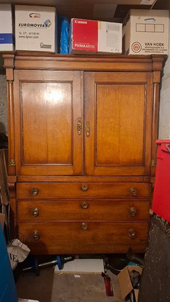 Linnenkast Mahonie Antiek te koop - meer dan 100 jaar oud., Antiek en Kunst, Antiek | Meubels | Kasten, Ophalen