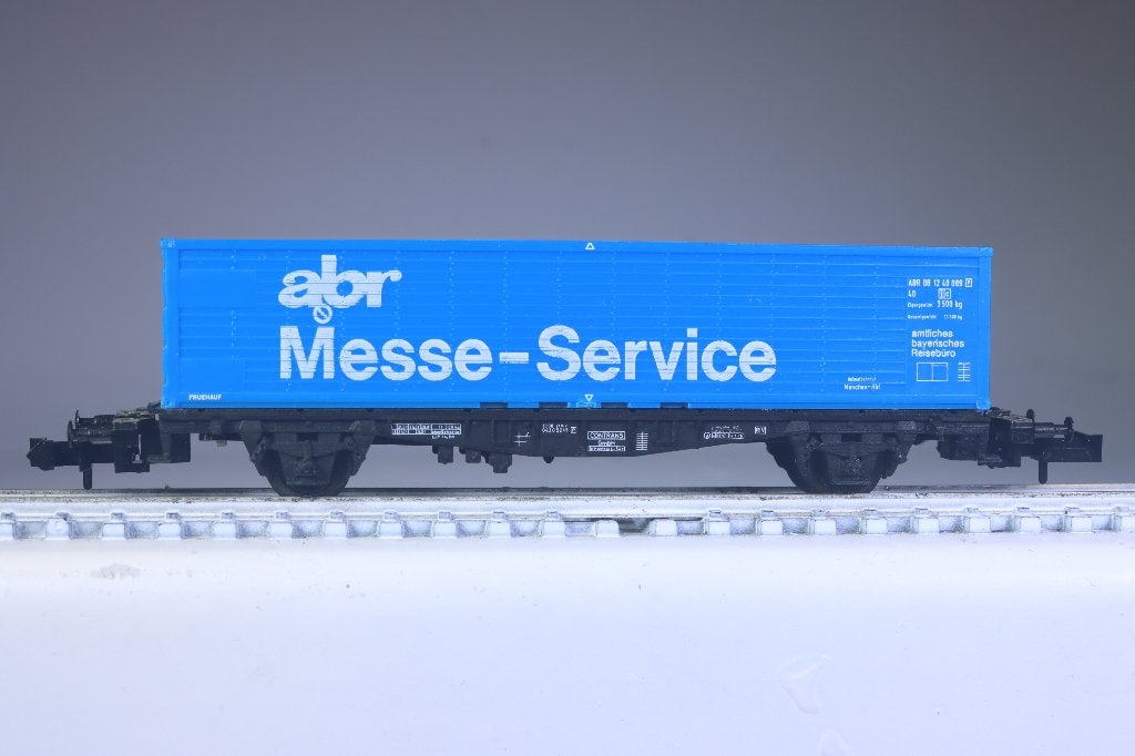 Draagwagon type Lbgjs met 40 ft Abr Messe Service, DB, Gelijkstroom, Trix, Ophalen of Verzenden, Nieuw
