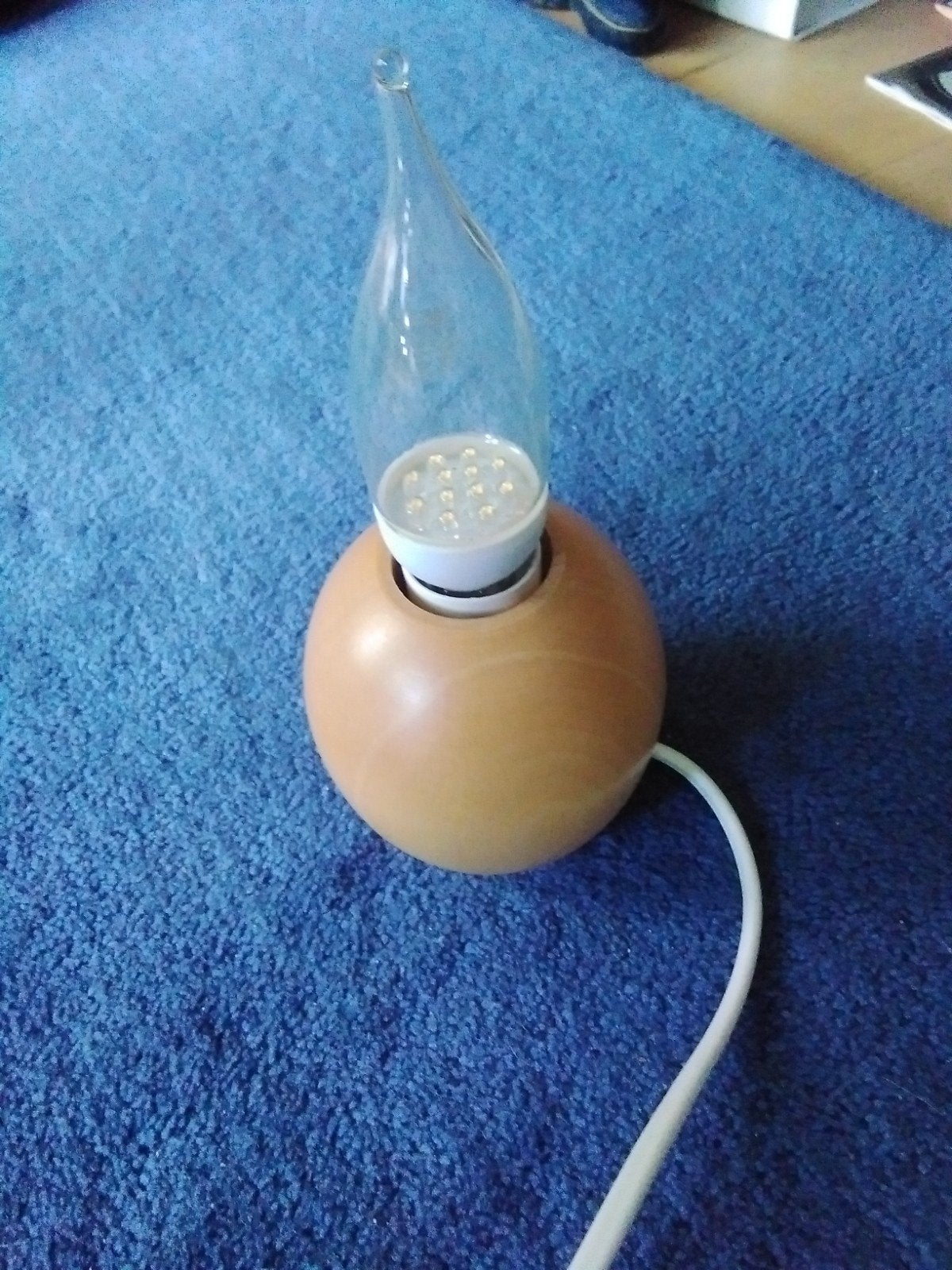 Vintage houten bol lampje met kaarslamp, Ophalen of Verzenden, Gebruikt