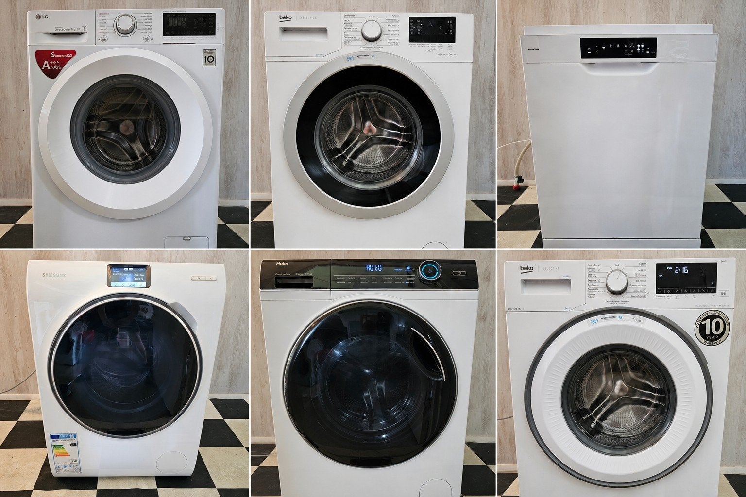 Partij witgoed, 5 wasmachines + 1 vaatwasser, €250, Witgoed en Apparatuur, Wasmachines, Ophalen of Verzenden, Gebruikt, 1200 tot 1600 toeren