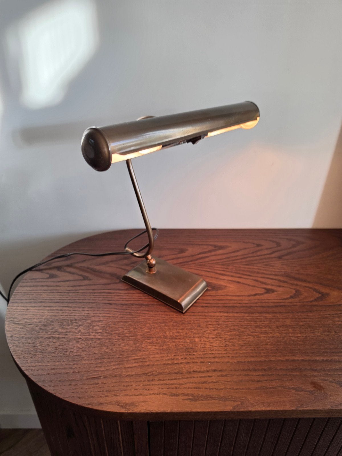 messing pianolamp vintage tafellamp, Bureaulamp, Gebruikt, Vintage, Ophalen of Verzenden