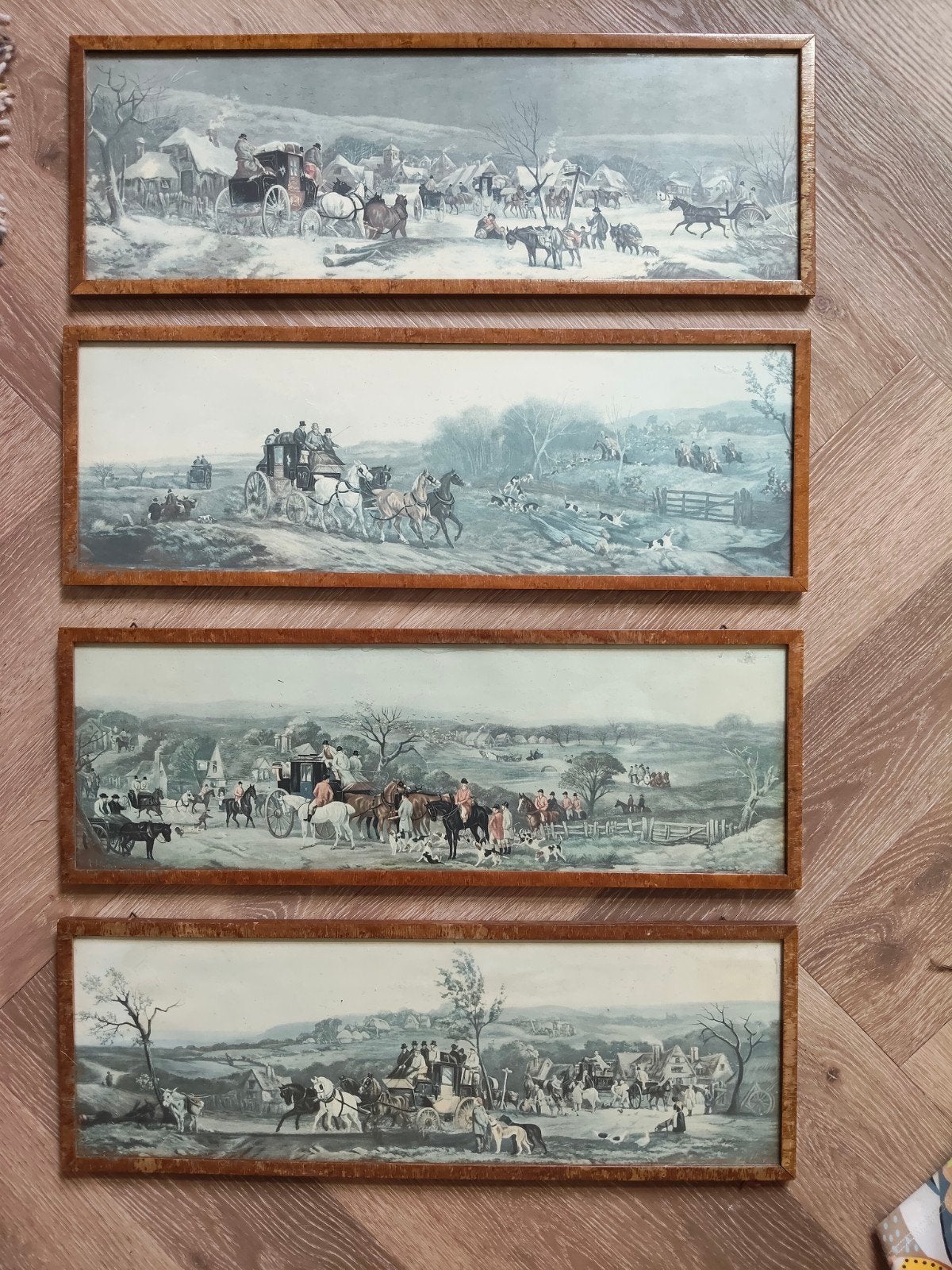 Shayer - set van 4 vintage Engelse koetsprenten 'The Seasons, Ophalen