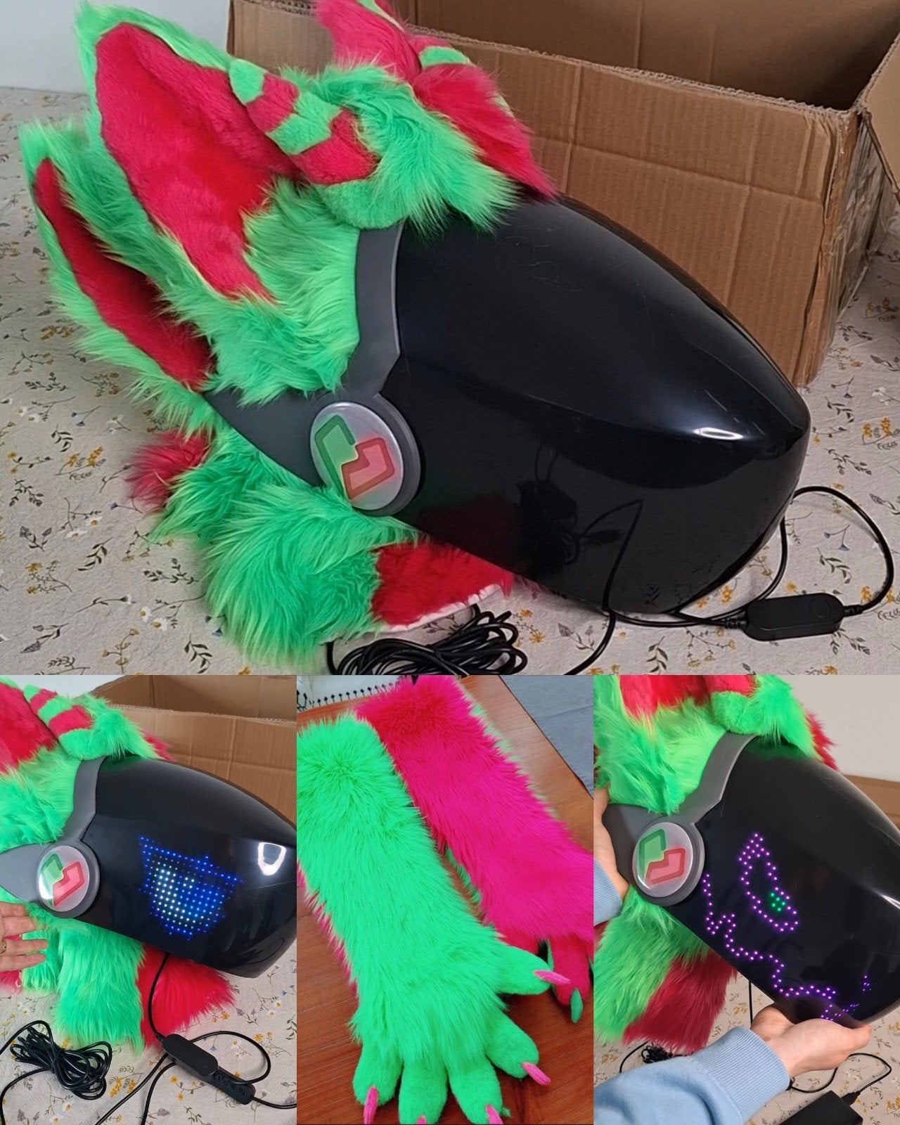 Furry Protogen Fursuit Partial with long sleeve paws, Ophalen of Verzenden, Nieuw
