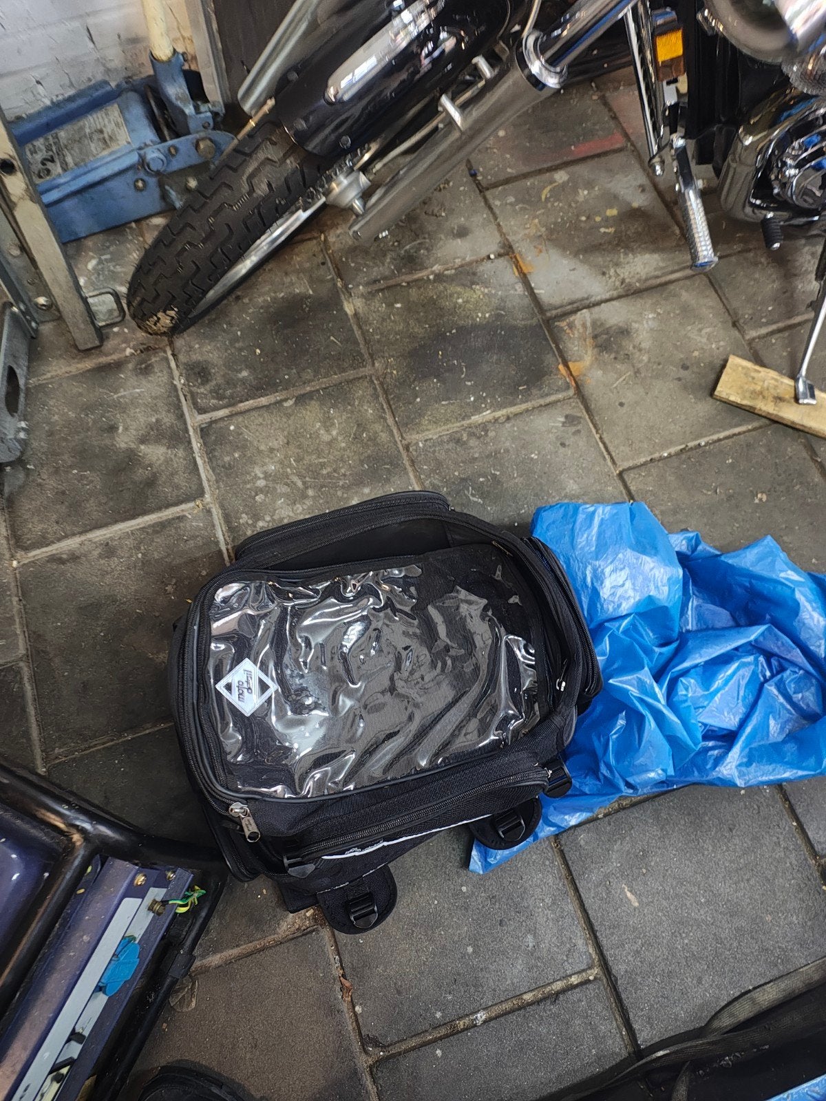 dubbele tanktas met hoezen, Motoren, Ophalen of Verzenden, Zo goed als nieuw