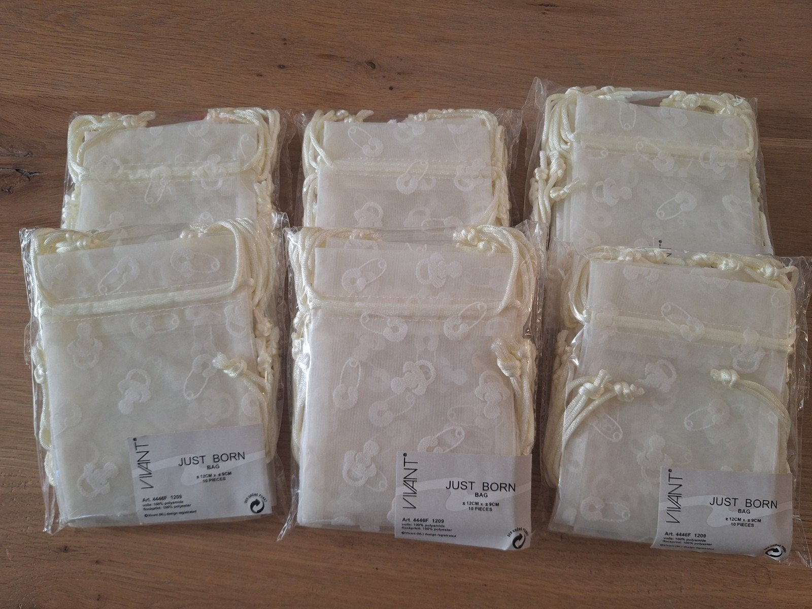 6x 10 creme Just Born bags van Vivant, Ophalen of Verzenden, Nieuw, Kraamcadeau