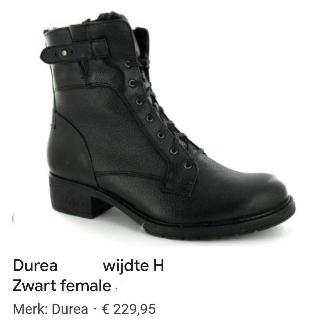 Durea halfhoge veterschoen H leest maat 40, Durea, Zwart, Lage of Enkellaarzen, Ophalen of Verzenden