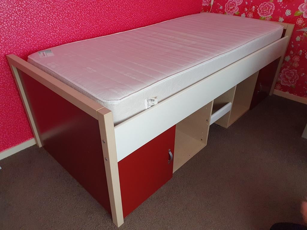 Troy Kajuitbed Rood - Vroomshoop (incl. matras), Ophalen, Gebruikt, 90 cm, Eenpersoons