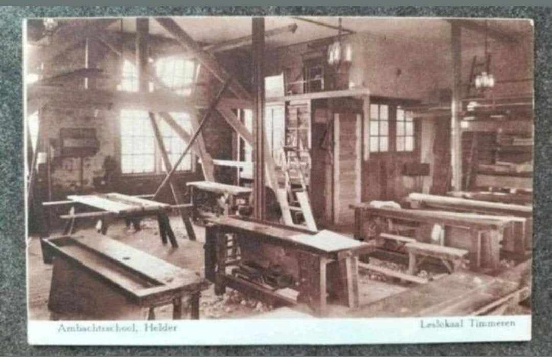 Den Helder - Ambachtsschool Leslokaal Timmeren (Eiselin), Ophalen of Verzenden, 1920 tot 1940, Ongelopen, Noord-Holland