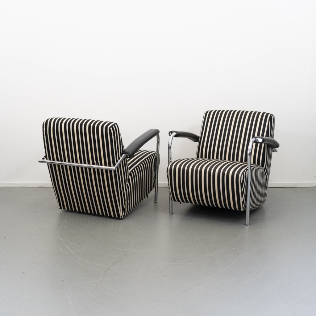 2x Leolux Scylla fauteuils zwart/wit gestreept, Huis en Inrichting, Niet ingevuld, Niet ingevuld, Ophalen of Verzenden, Zo goed als nieuw