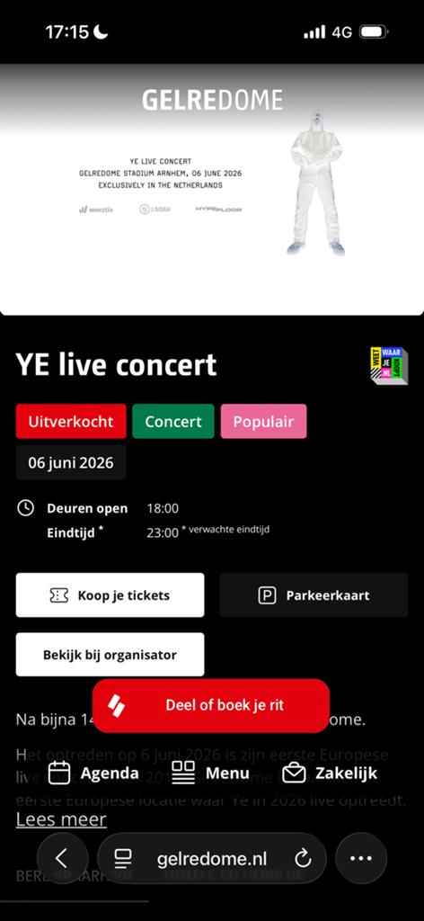 Kanye West - 6 juni seated ticket, Tickets en Kaartjes, Eén persoon, Juni