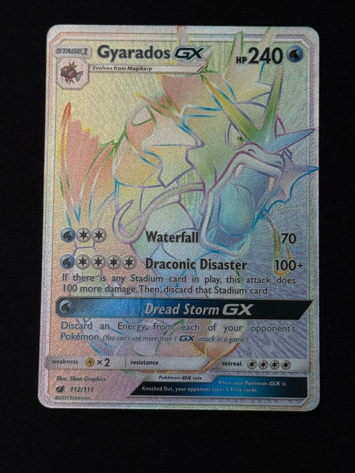 Gyarados GX 112/111 - Sun & Moon Crimson invasion, Ophalen of Verzenden, Zo goed als nieuw, Losse kaart