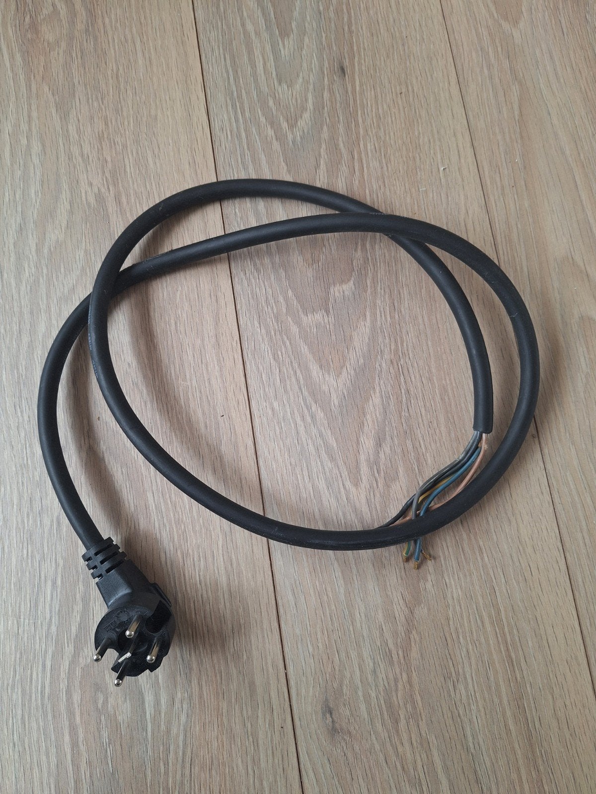 Zwart stroomsnoer met perilexstekker, onafgewerkt uiteinde, Ophalen of Verzenden, Gebruikt, Kabel of Snoer