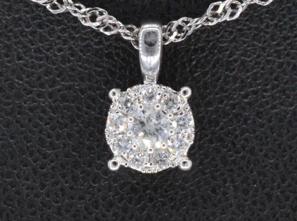 14k witgouden hanger met natuurlijke diamanten – 0.30 ct, Ophalen of Verzenden, Nieuw