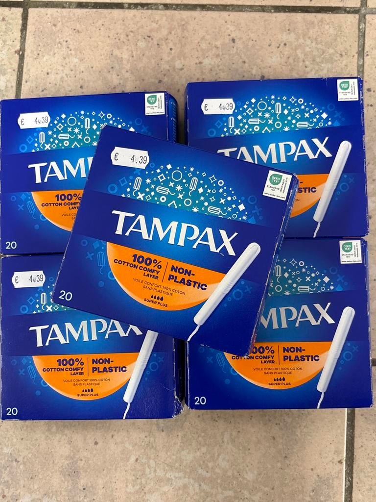 5 Dozen Tampax Super Plus Tampons - 100 stuks, Ophalen of Verzenden, Nieuw, Overige typen