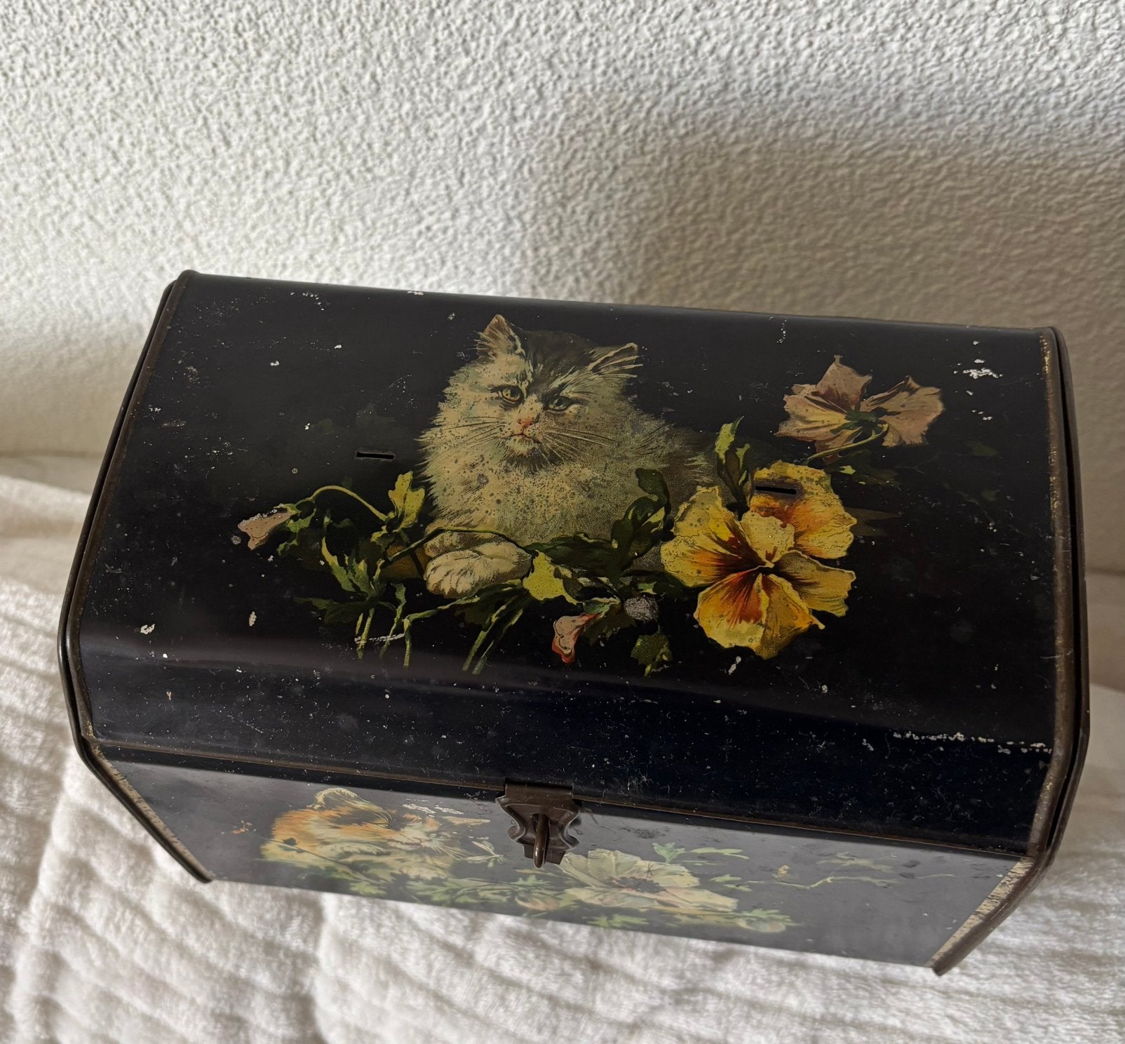 Antiek blik met poesjes (Art-Deco), Ophalen of Verzenden, Gebruikt, Overige