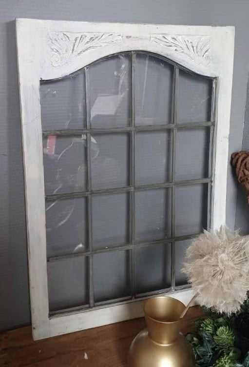 Decoratie raam, glas in lood uiterlijk, Ophalen, Hout, Decoratieobject, Zo goed als nieuw