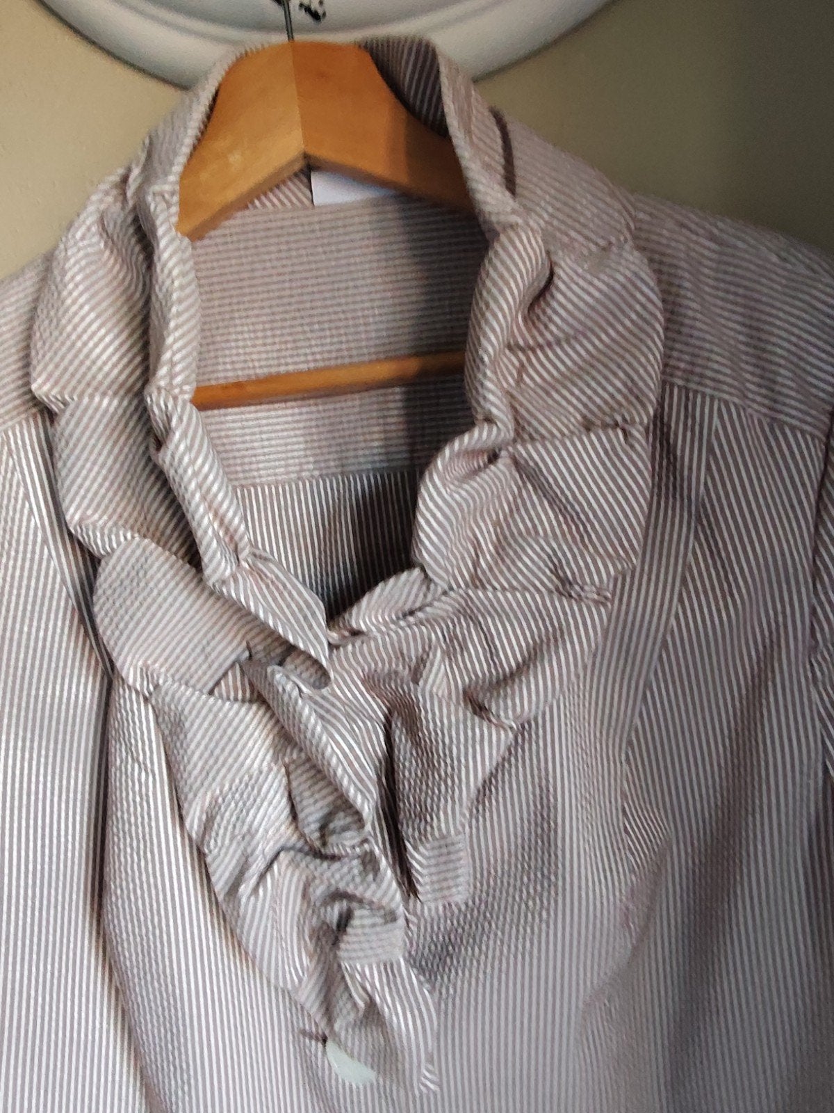 Erfo beige gestreept jasje 44, Ophalen of Verzenden, Zo goed als nieuw, Maat 42/44 (L), Beige