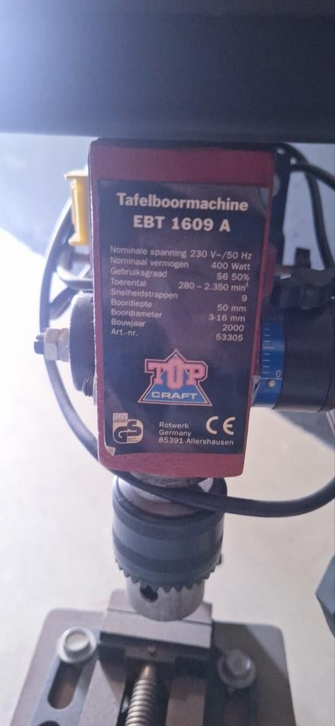 Tafelboormachine ebt 1609 a, Ophalen of Verzenden, Gebruikt, 400 tot 600 watt, Boormachine