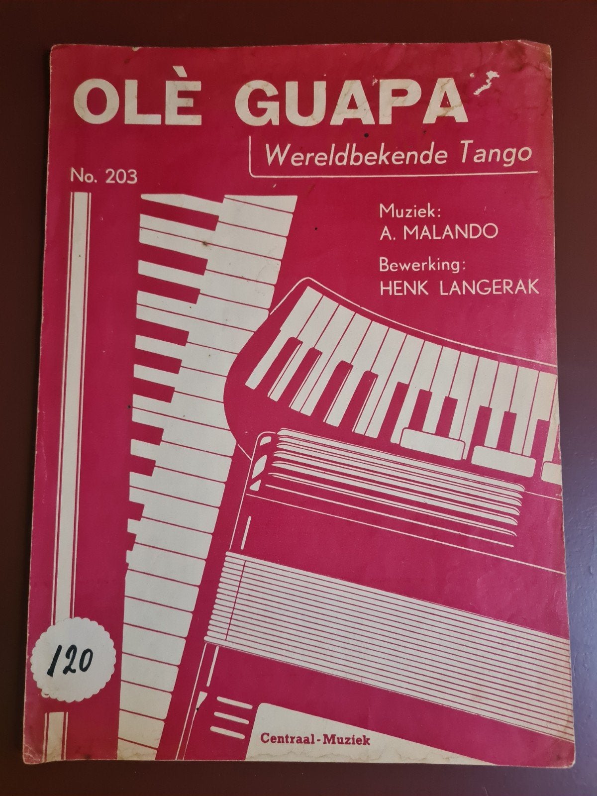 Olé Guapa - Wereldbekende Tango bladmuziek (A. Malando), Muziek en Instrumenten, Gebruikt, Wereldmuziek, Accordeon, Ophalen of Verzenden