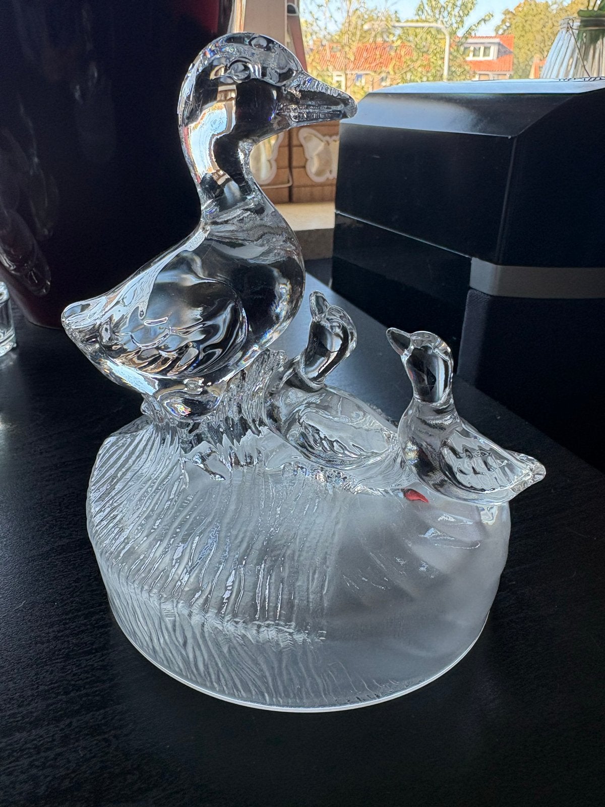 Glazen Eendenfamilie Beeldje - Decoratief Kunstglas, Antiek en Kunst, Ophalen of Verzenden