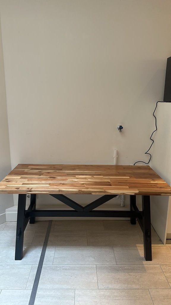 IKEA SKOGSTA eettafel acacia 160 cm, Ophalen, Gebruikt, 50 tot 100 cm, 150 tot 200 cm