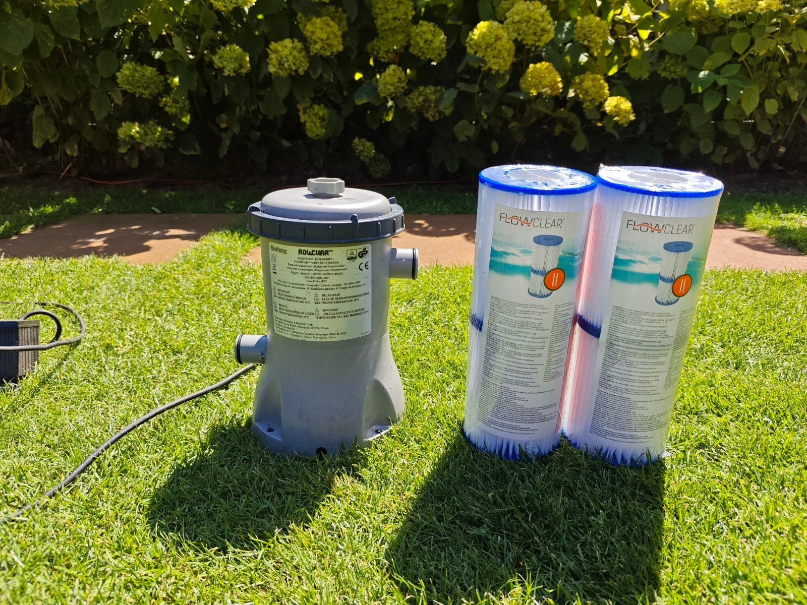 Bestway Flowclear filterpomp met 4 type II filters, Ophalen of Verzenden, Gebruikt, Zwembadpomp