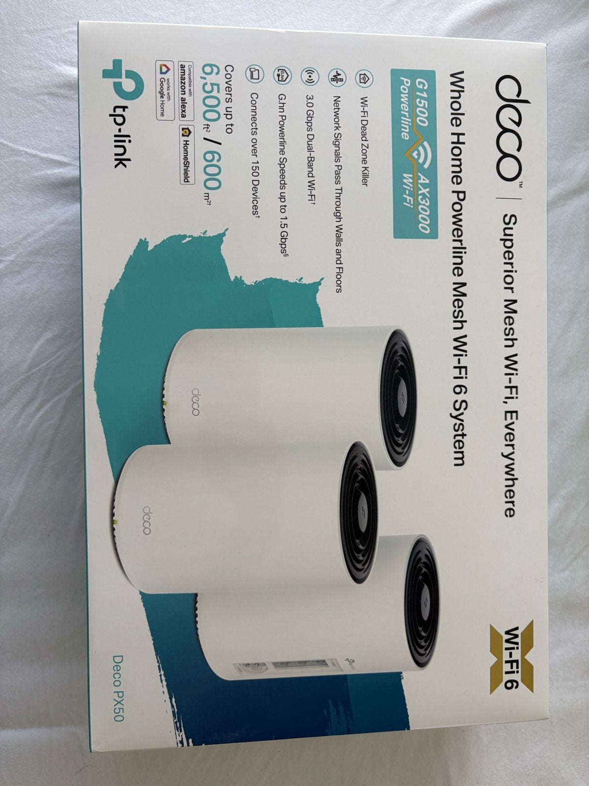 TP-Link Deco PX50 AX3000+G1500 Mesh Wi-Fi 6 Systeem (3-pack), Computers en Software, Routers en Modems, Ophalen, Zo goed als nieuw