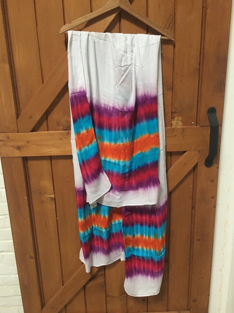 Grote doek pareo sarong wit paars turquoise oranje, Ophalen of Verzenden, Nieuw, Wit, Overige typen