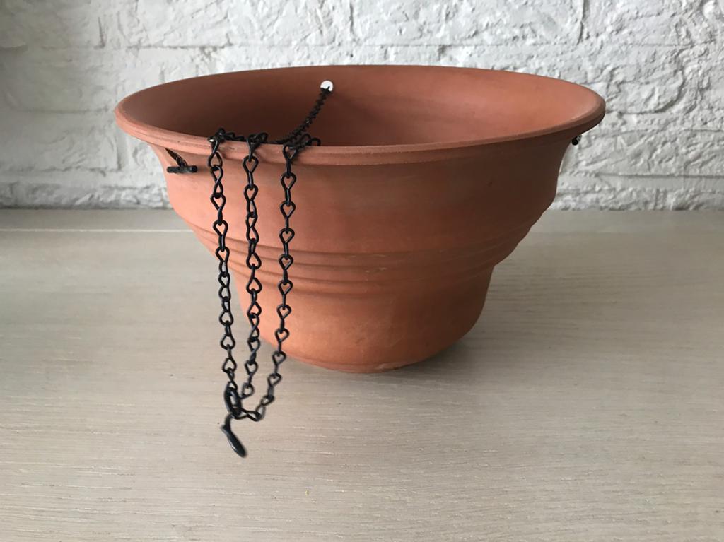 Terracotta ( hang) bloempot, Rond, Zo goed als nieuw, Minder dan 40 cm, Tuin