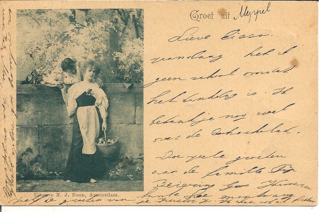 Oude ansichtkaart Groet uit Meppel - Gelopen1899, Ophalen of Verzenden, Voor 1920, Gelopen, Drenthe