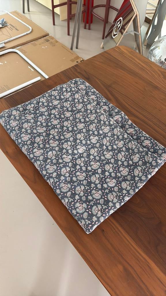 Floral boho 130x170 cm plaid sprei blauw block print tuin, Blauw, 200 cm of meer, Ophalen of Verzenden, Zo goed als nieuw