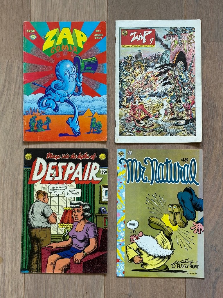 4x Vintage Underground Comix - o.a. Robert Crumb & Zap Comix, Gelezen, Amerika, Verzenden, Meerdere comics