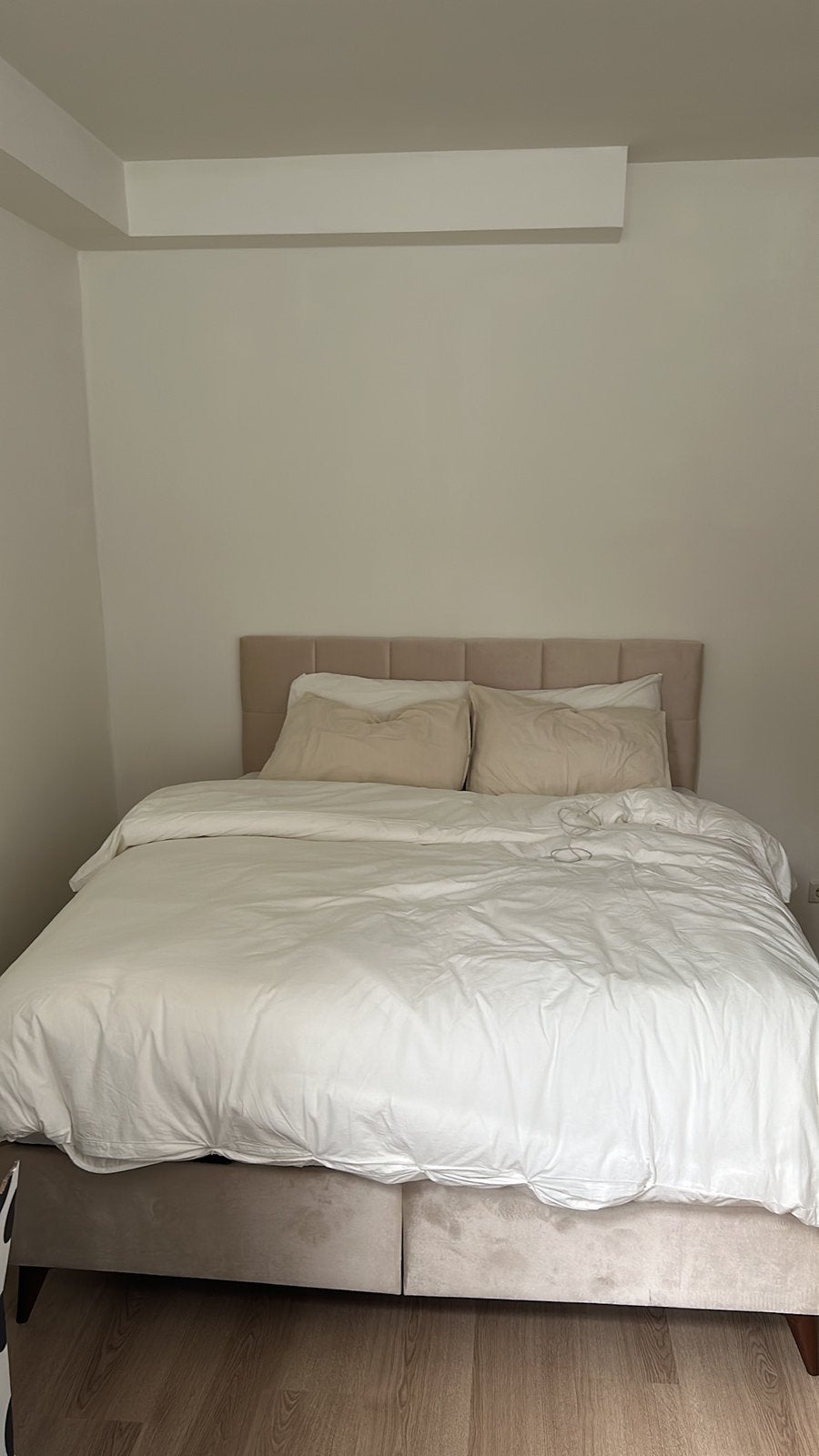 Tweepersoonsbed met opbergruimte (+matras)- Beige, Huis en Inrichting, Ophalen, Beige, Tweepersoons, 140 cm