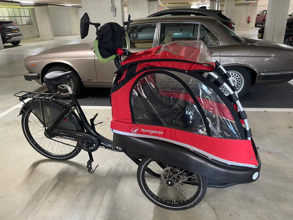 Winther Bakfiets met nieuwe onderdelen en spiegels, Fietsen en Brommers, Terugtraprem, Gebruikt, Huif, 2 kinderen