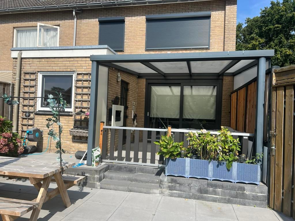 Antracietkleurige aluminium veranda polycarbonaat, Tuin en Terras, Overkappingen, Ophalen, Zo goed als nieuw, Veranda
