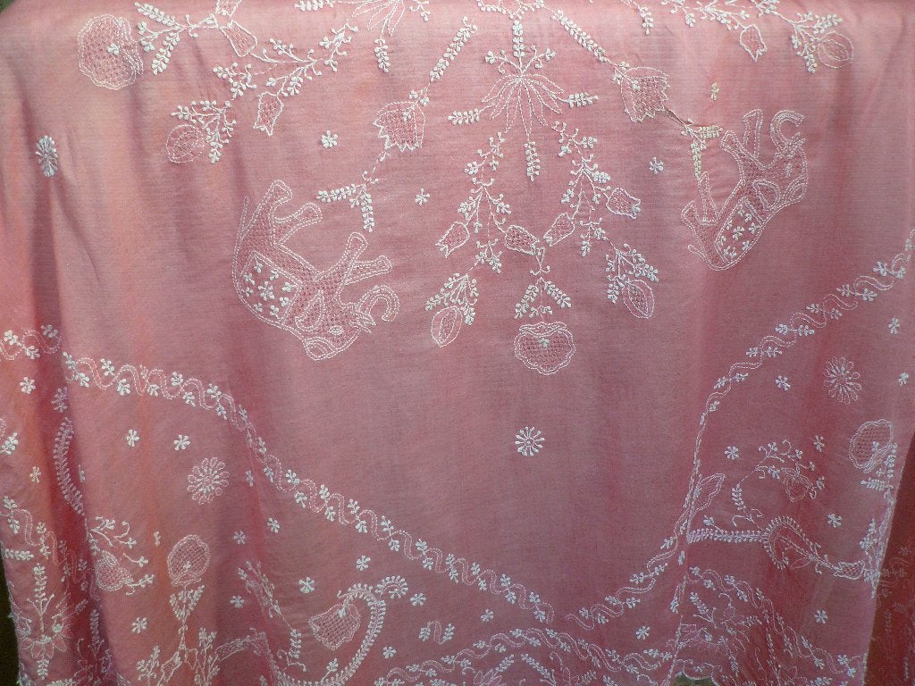Handgeborduurde Indiase stof., Gebruikt, Ophalen of Verzenden, 30 tot 120 cm, Katoen