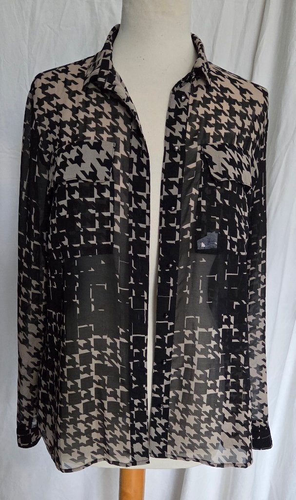 Nieuw, zwart/bruin dames bloes, mt 40, Ophalen of Verzenden, Nieuw, Maat 38/40 (M), Zwart