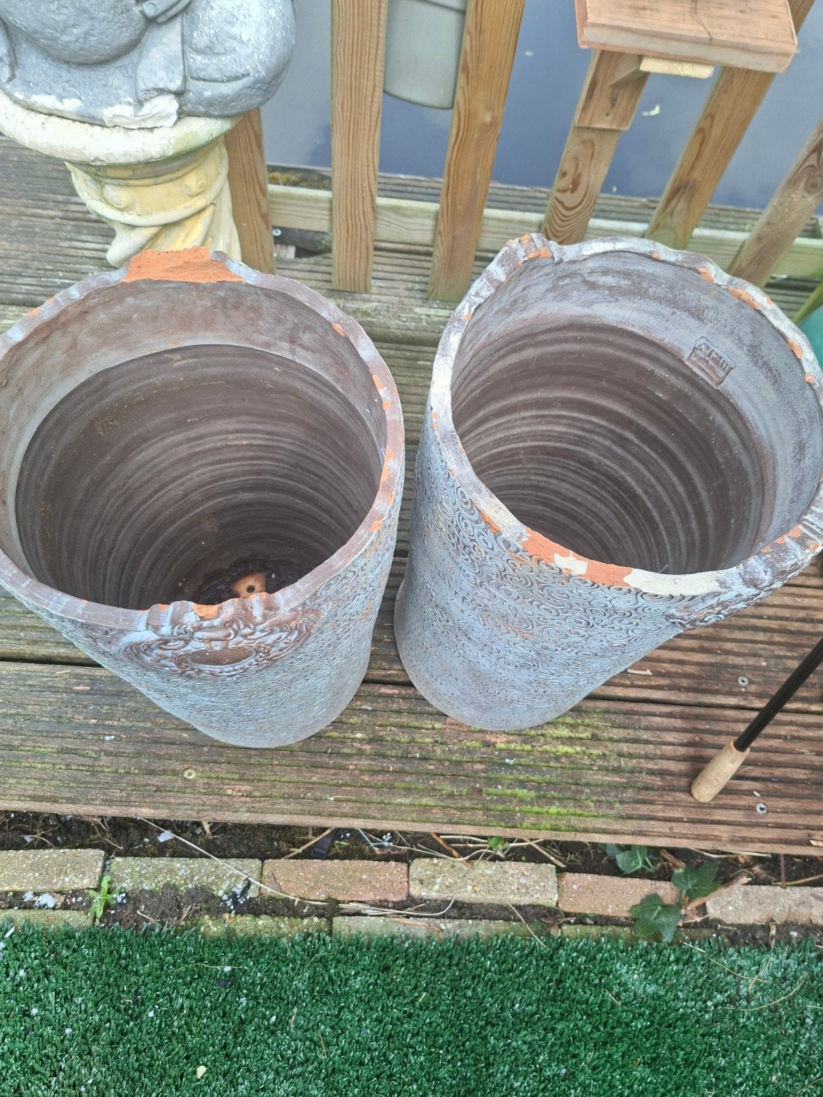 Set van 2 grote terracotta bloempotten - PTMD Collection, Gebruikt, Rond, Balkon, Terracotta