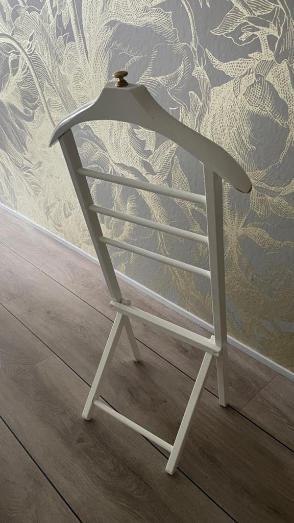 Kledinghanger standaard hoogglans wit hout 30x85 cm, Huis en Inrichting, Woonaccessoires | Kapstokken, Gebruikt, Ophalen of Verzenden