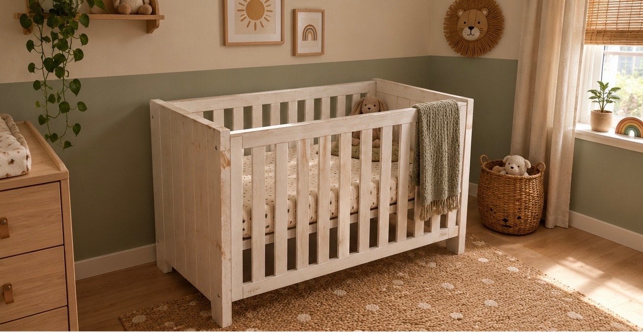 Wit houten babybedje/ledikantje, Ophalen, Gebruikt, Wit, 190 cm of minder