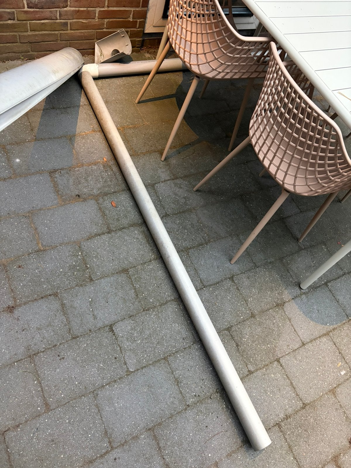 Regenpijp L met koppelstuk grijs, Ophalen, Afvoer, Gebruikt, Pvc