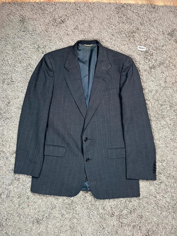 Vintage 80s christian Dior wool Blazer Navy Pinstripe, Christian Dior, Blauw, Overige maten, Ophalen of Verzenden