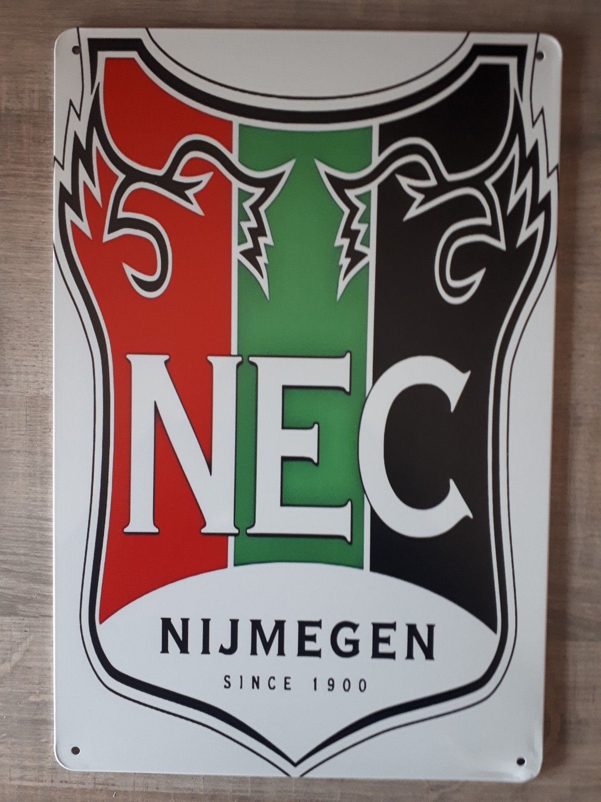NEC Nijmegen 20x30 cm Metalen Reclamebord, Verzenden, Zo goed als nieuw, Poster, Plaatje of Sticker