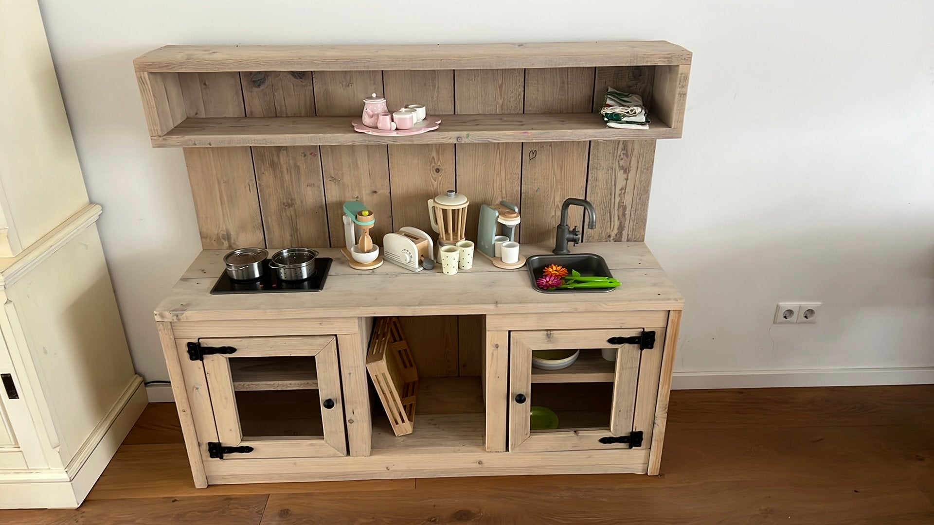 Speelkeuken steigerhout 138 cm breed, Ophalen, Gebruikt, Hout, Speelkeuken