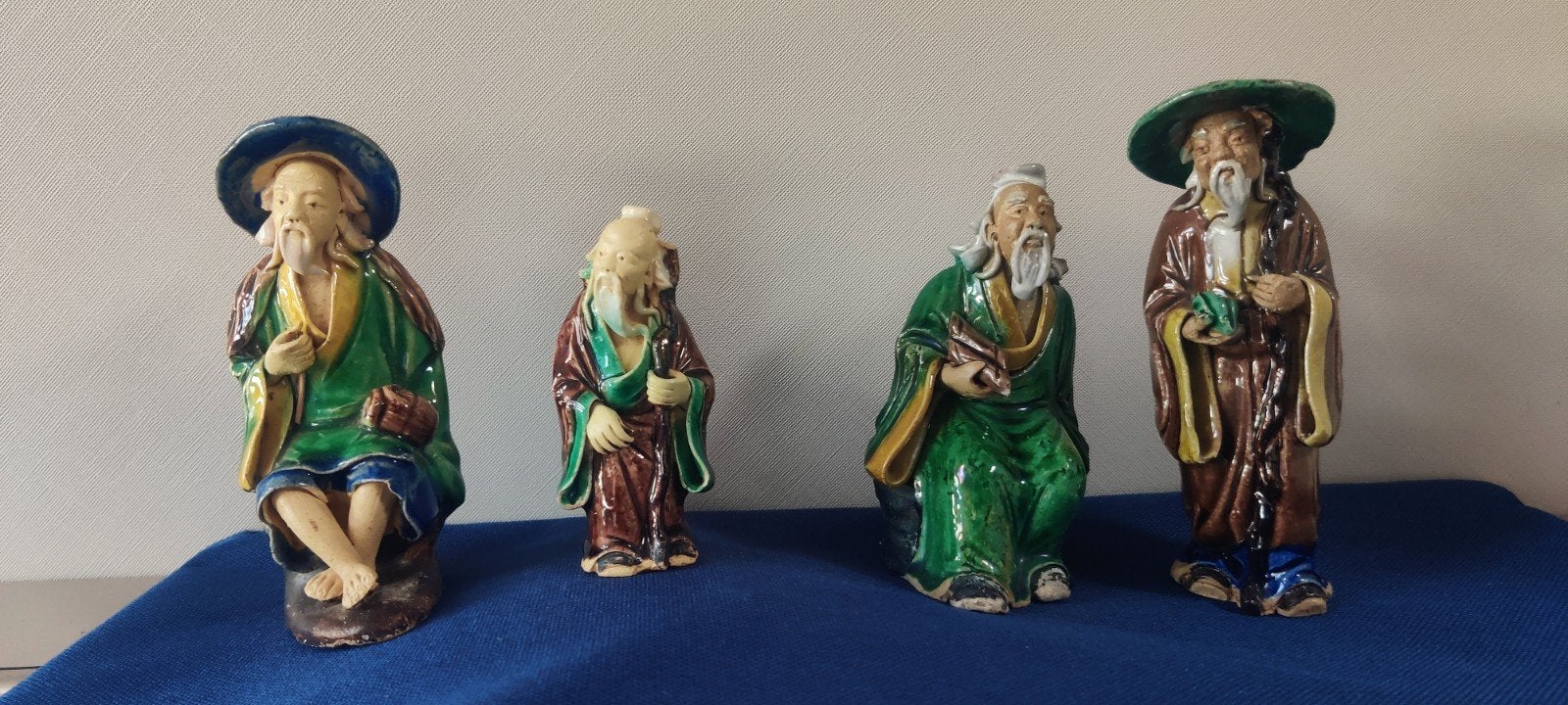 4 stuks moddermannetje of Shiwan-keramiek figuurtjes, Ophalen of Verzenden, Zo goed als nieuw, Dier