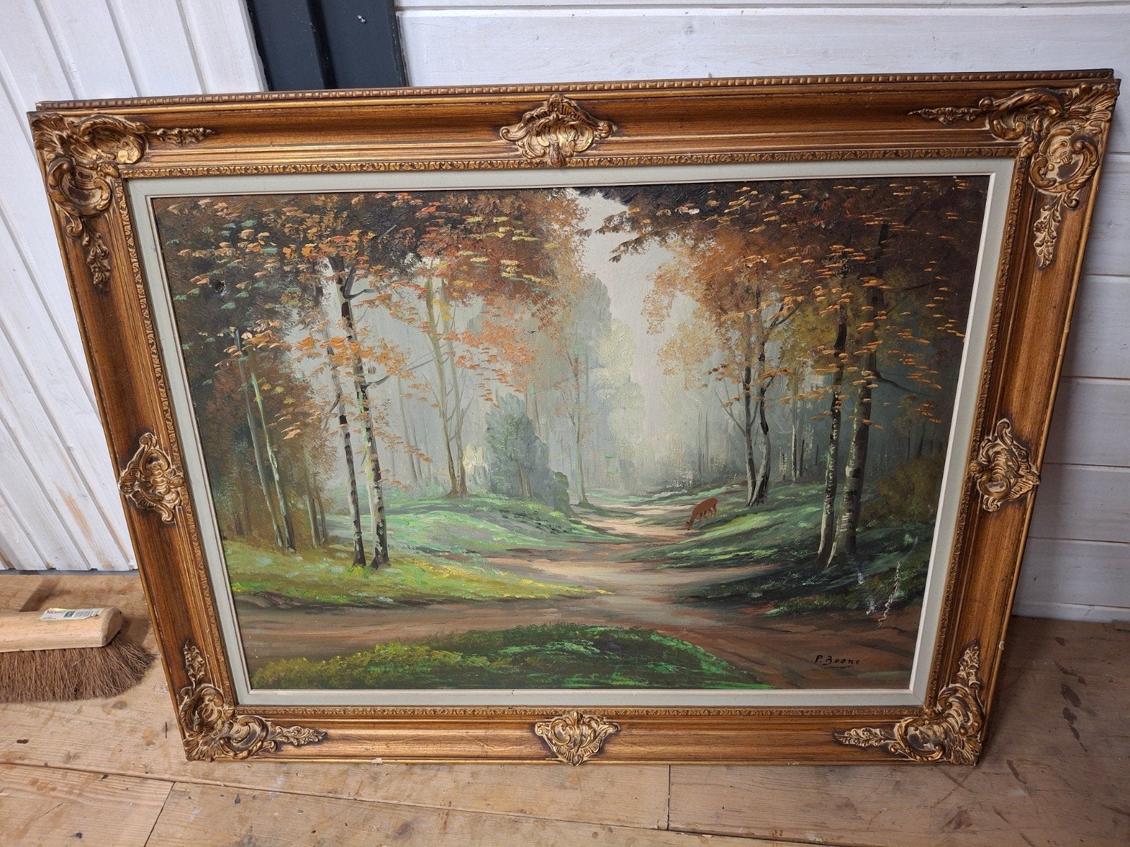 Oud schilderij landschap portret kunst brocante, Ophalen of Verzenden