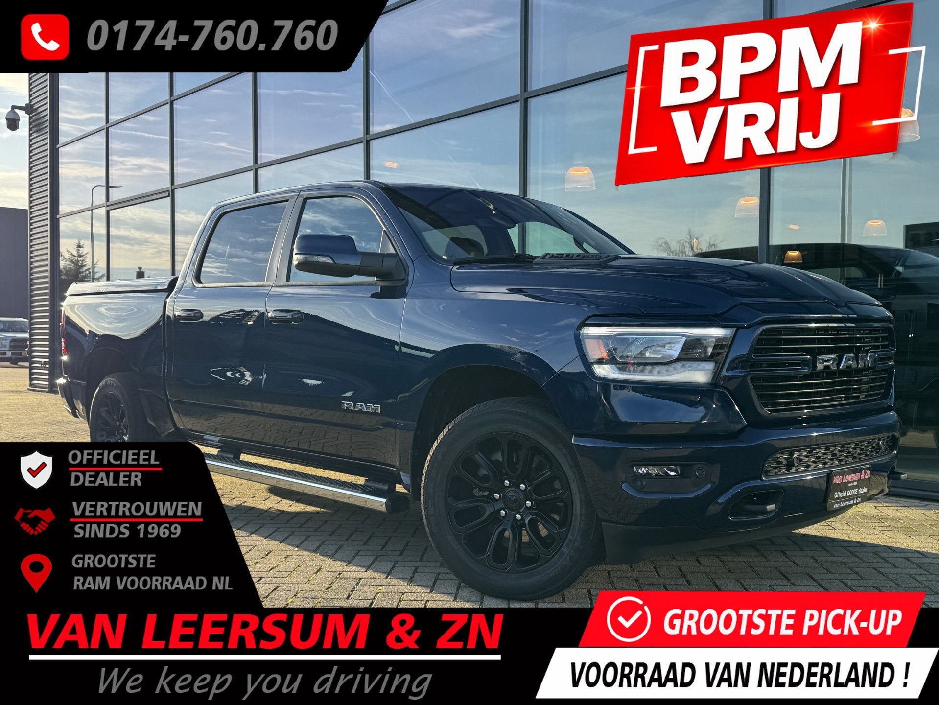 Dodge Ram 1500 Laramie Sport | Alpine | Wireless Apple Carpl, Auto's, Dodge, Automaat, Gebruikt, 5654 cc, Blauw